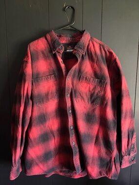 Men's Red Plaid Flannel Shirt - Workwear Button-Up ridgecut 2XL